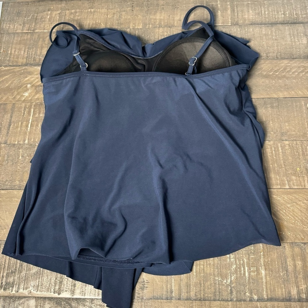 Magicsuit Rita Tiered Layered Slimming Tankini Top Navy Blue Size 16 - Picture 5 of 7